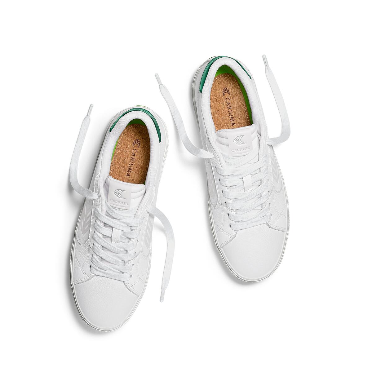 Sneakersy Cariuma Salvas White Premium Leather Ice Logo Metallic Green 5/6