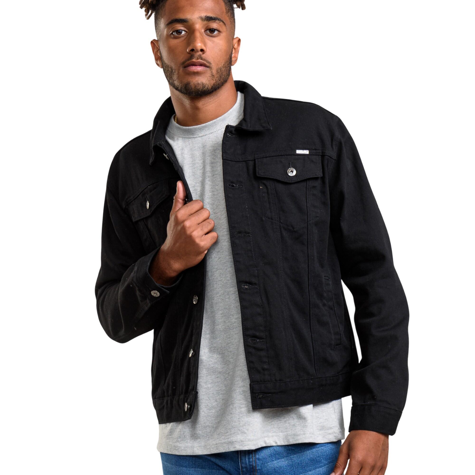 Mens D555 London Trucker Denim Jacket (Black) | Decathlon