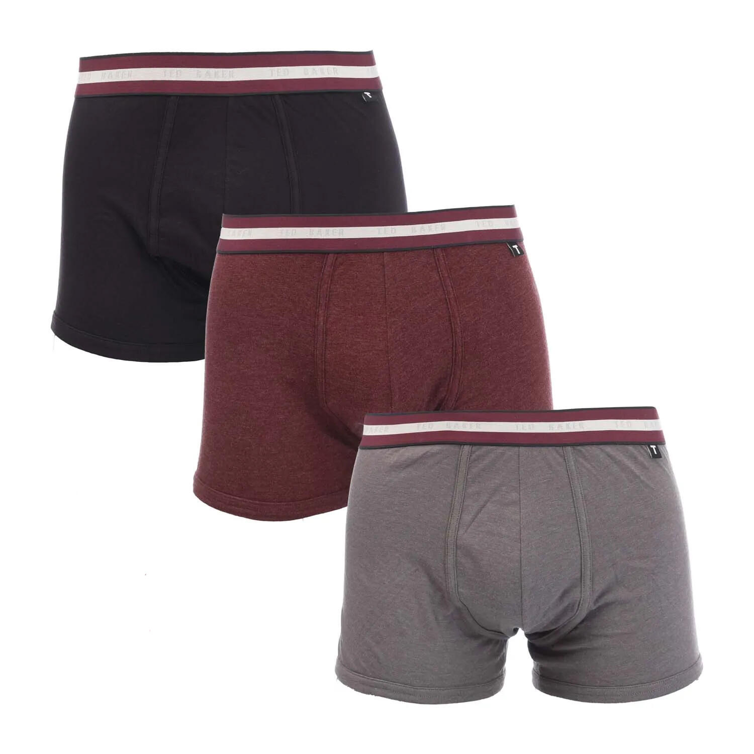 Mens Cotton Boxer Shorts (Pack of 3) (Black/Grey/Maroon) 2/2
