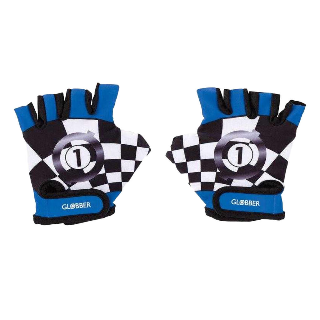 Childrens/Kids Checkerboard Racing Cycling Gloves (Blue)