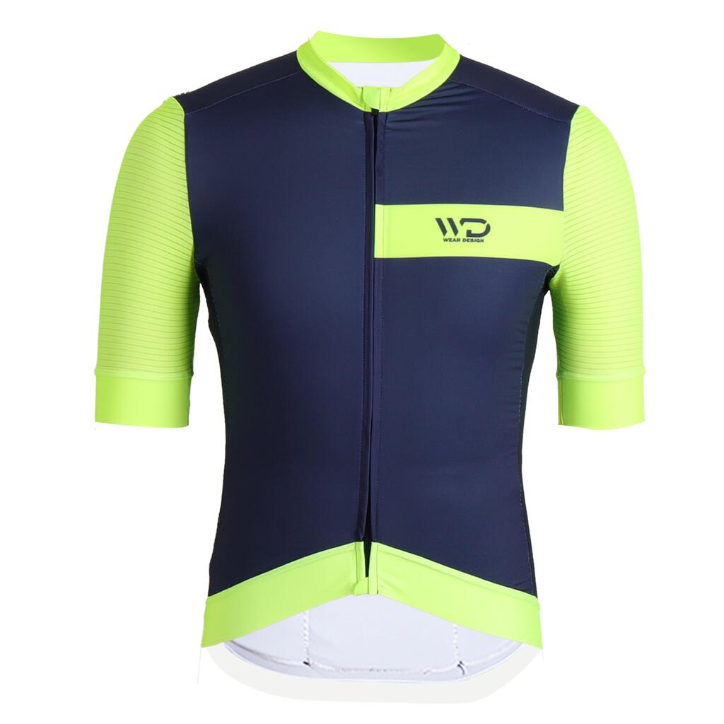 DRAFT men's cycling jersey in blue and yellow
