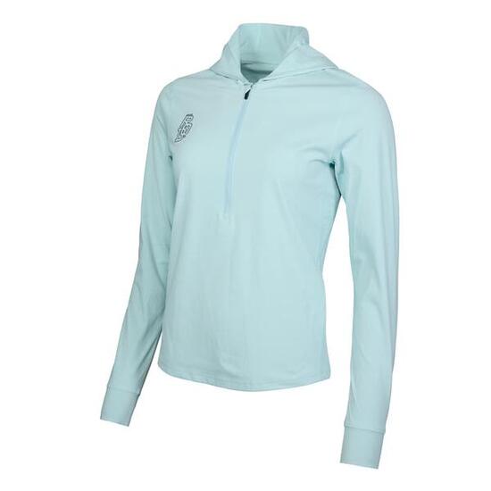 Dames hoodie met halve rits P-Hollow Sky W Lichtblauw