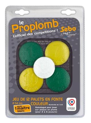 Jeu de 12 palets vendéens en fonte R/V + 1 maître blanc, pour plaque en plomb.