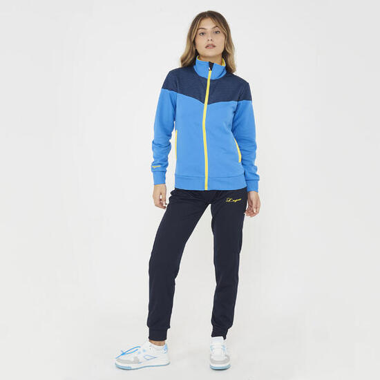 Ensemble de running femme avec zip et capuche bleu ciel