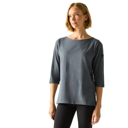 Tshirt Uni Manches ¾ Col Bateau PEVIA Femme (Gris Foncé Chiné)