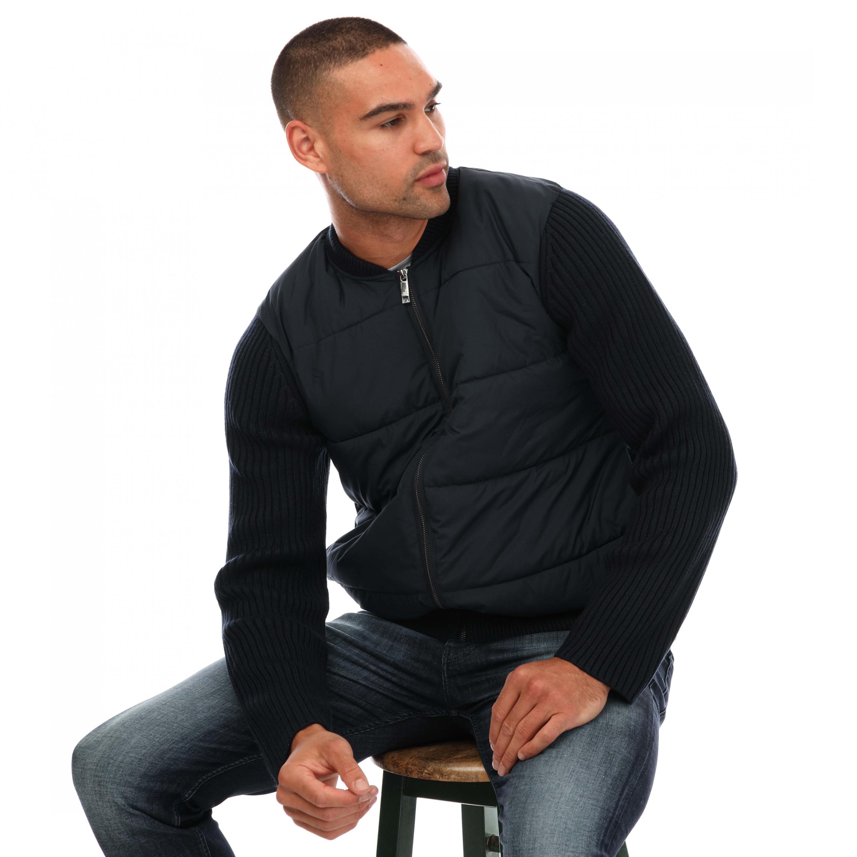"Spores" Steppjacke Durchgehender Reißverschluss für Herren Marineblau 3/3