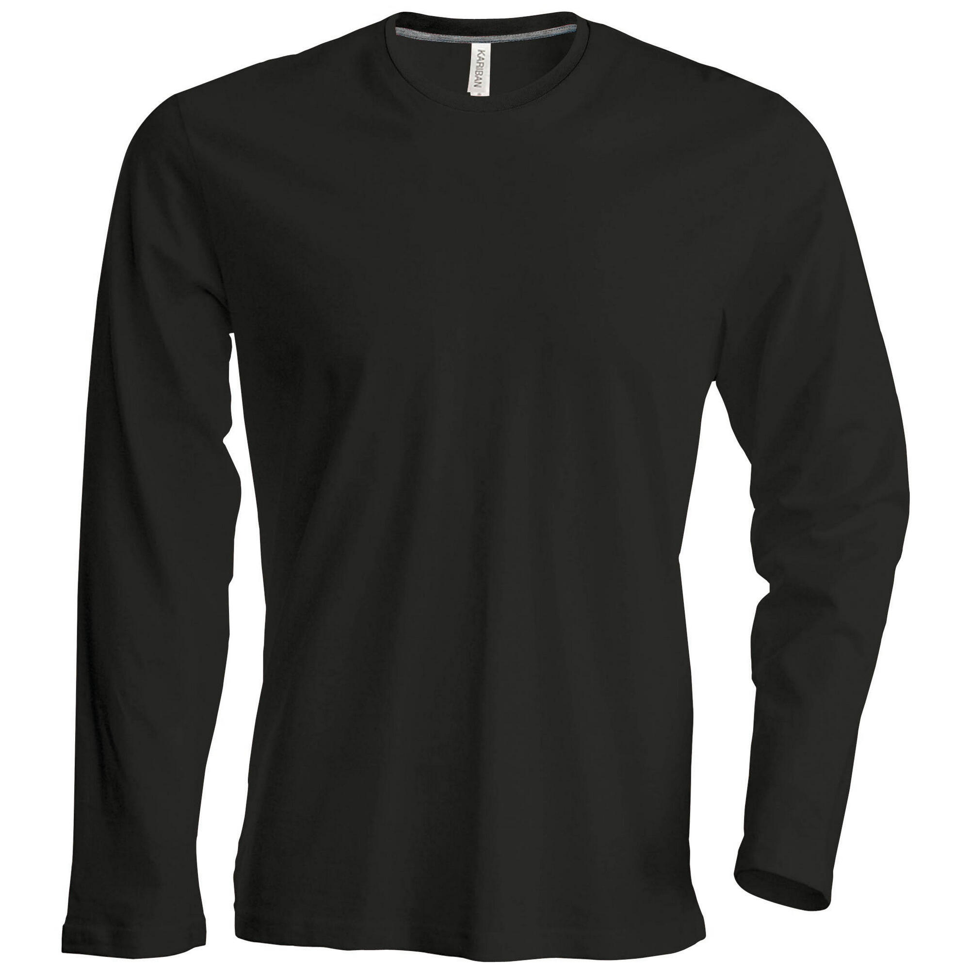 Slim Fit TShirt mit Rundhalsausschnitt, Langarm Herren Schwarz 2/5