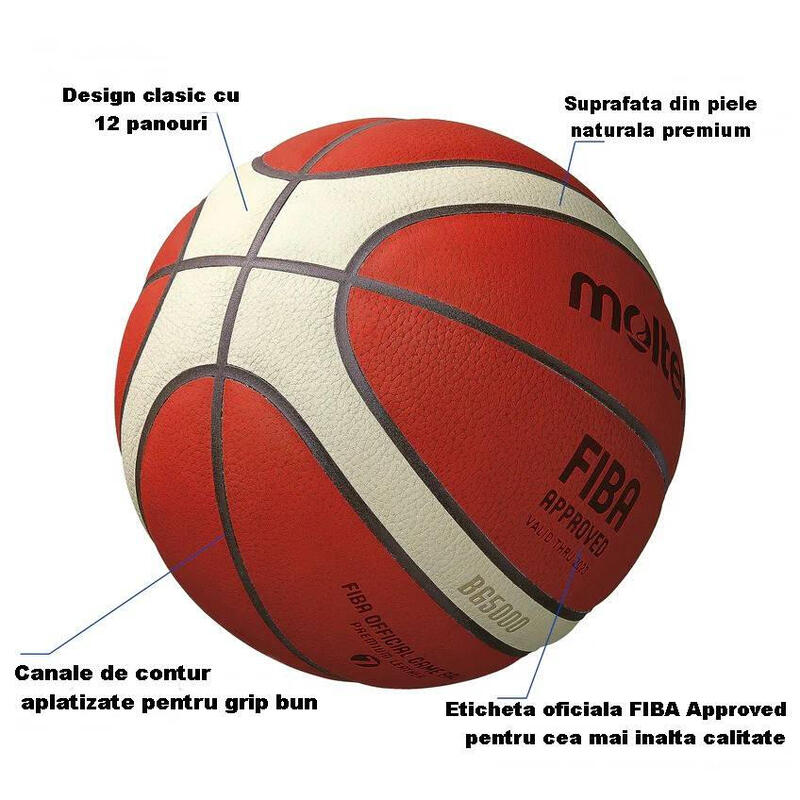 Pachet 3 mingi baschet Molten BG5000, piele naturala FIBA + geanta + pompa