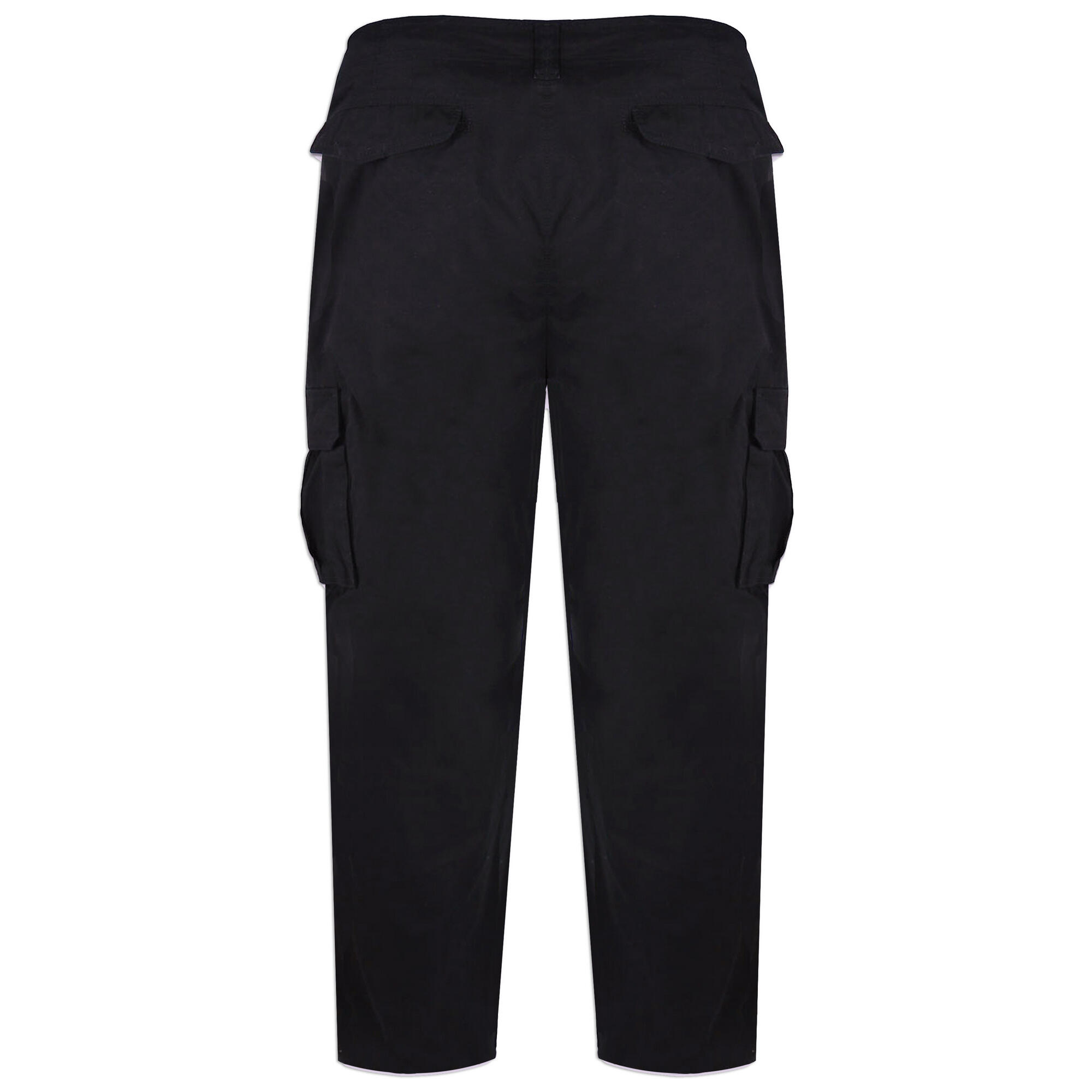 Mens D555 Robert Peached Washed Cargo Trousers (Black) 3/3