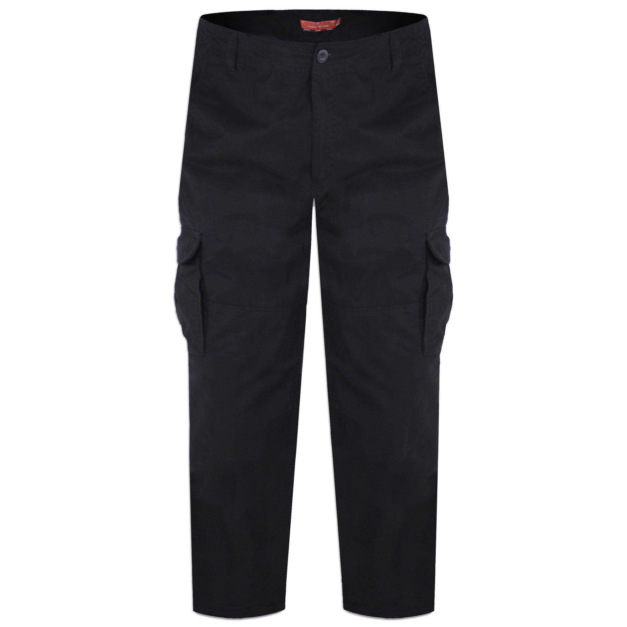 Mens D555 Robert Peached Washed Cargo Trousers (Black) 2/3