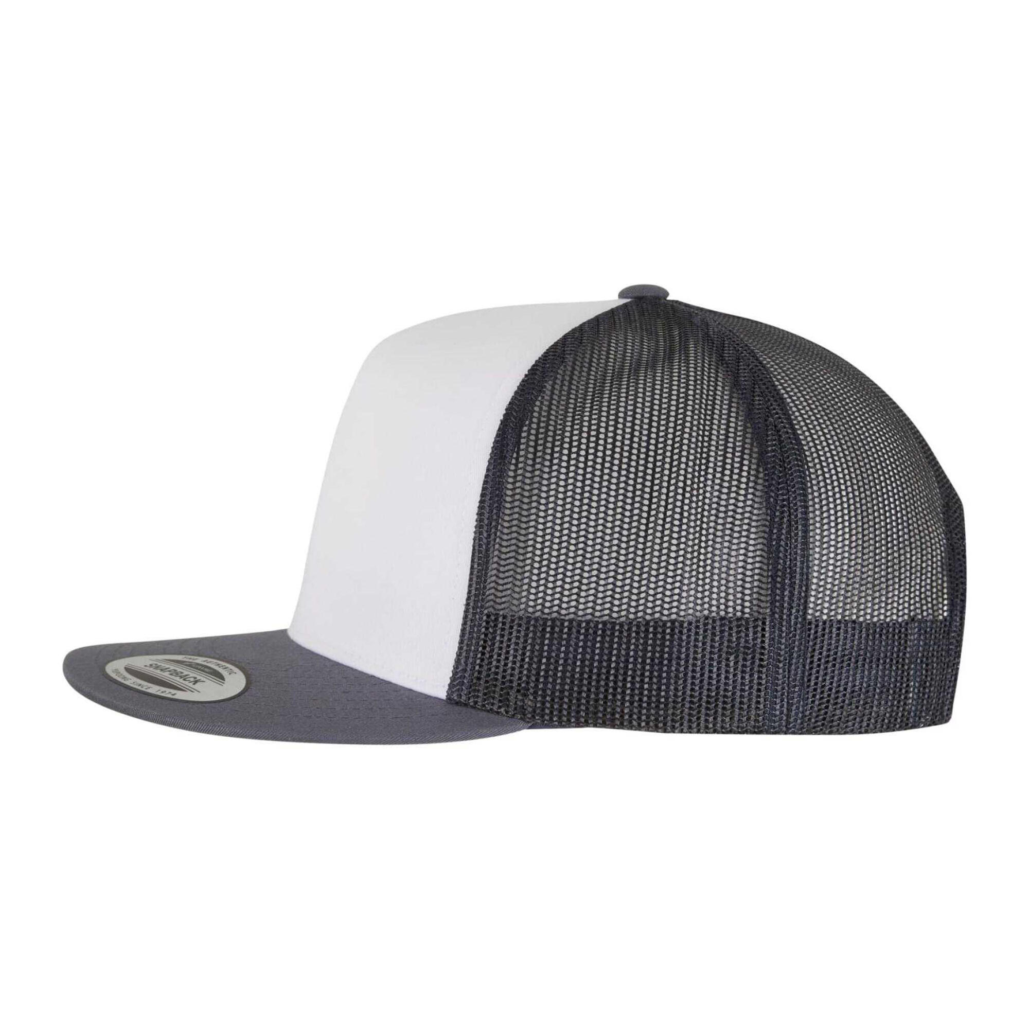 Cappellino Da Camionista Semplice Adulto Unisex Flexfit Classic Blu Navy Bianco 3/4