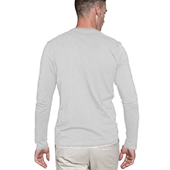 Slim Fit TShirt mit Rundhalsausschnitt, Langarm Herren Weiß