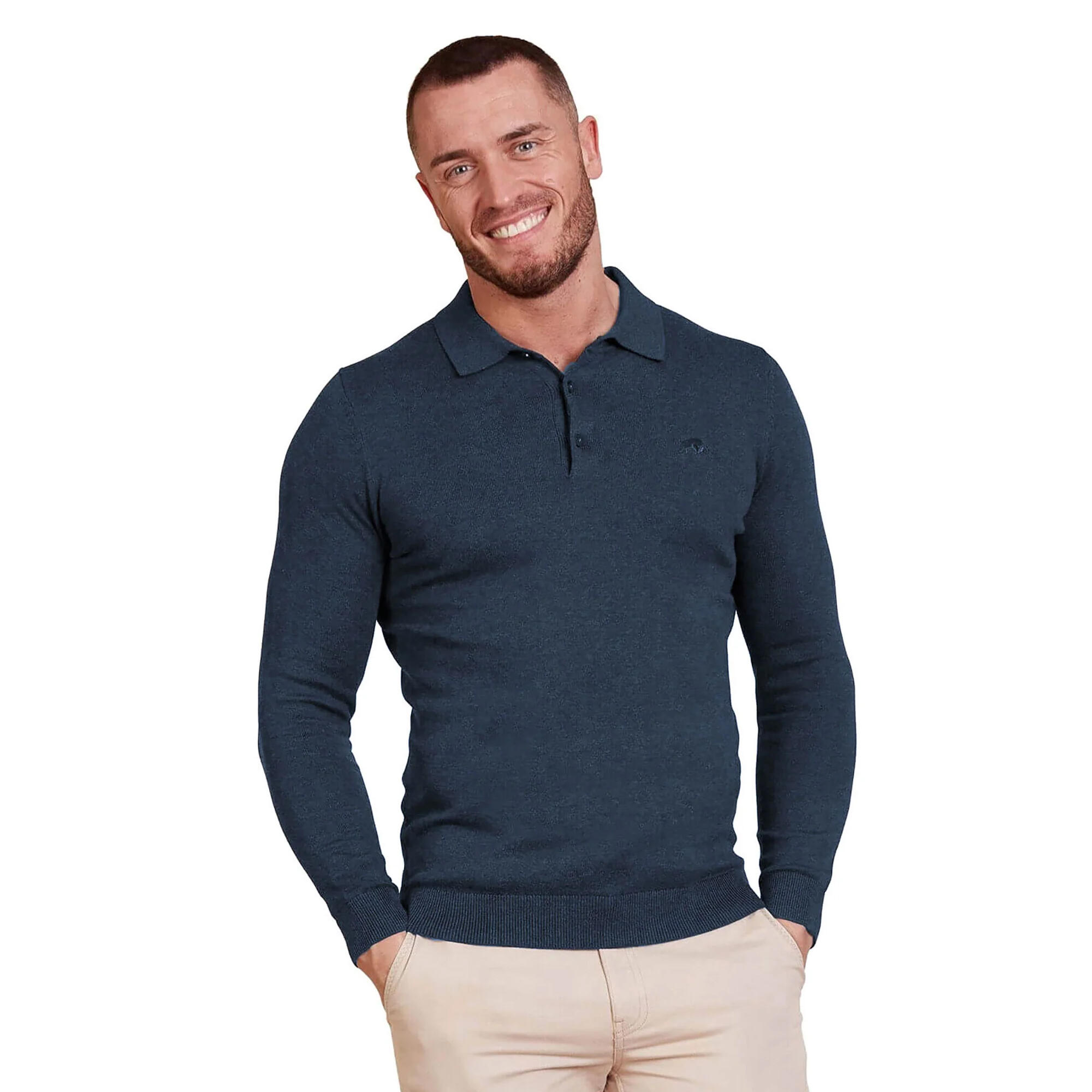 Poloshirt für , Jerseyware, Langärmlig Herren Marine 3/3