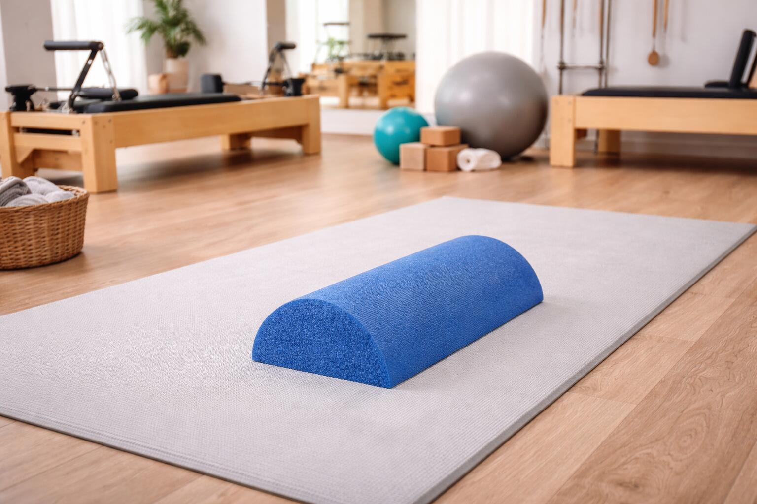Rulo Medio Cilindro Foam Corto 30 cm de largo Pilates Azul 3/3
