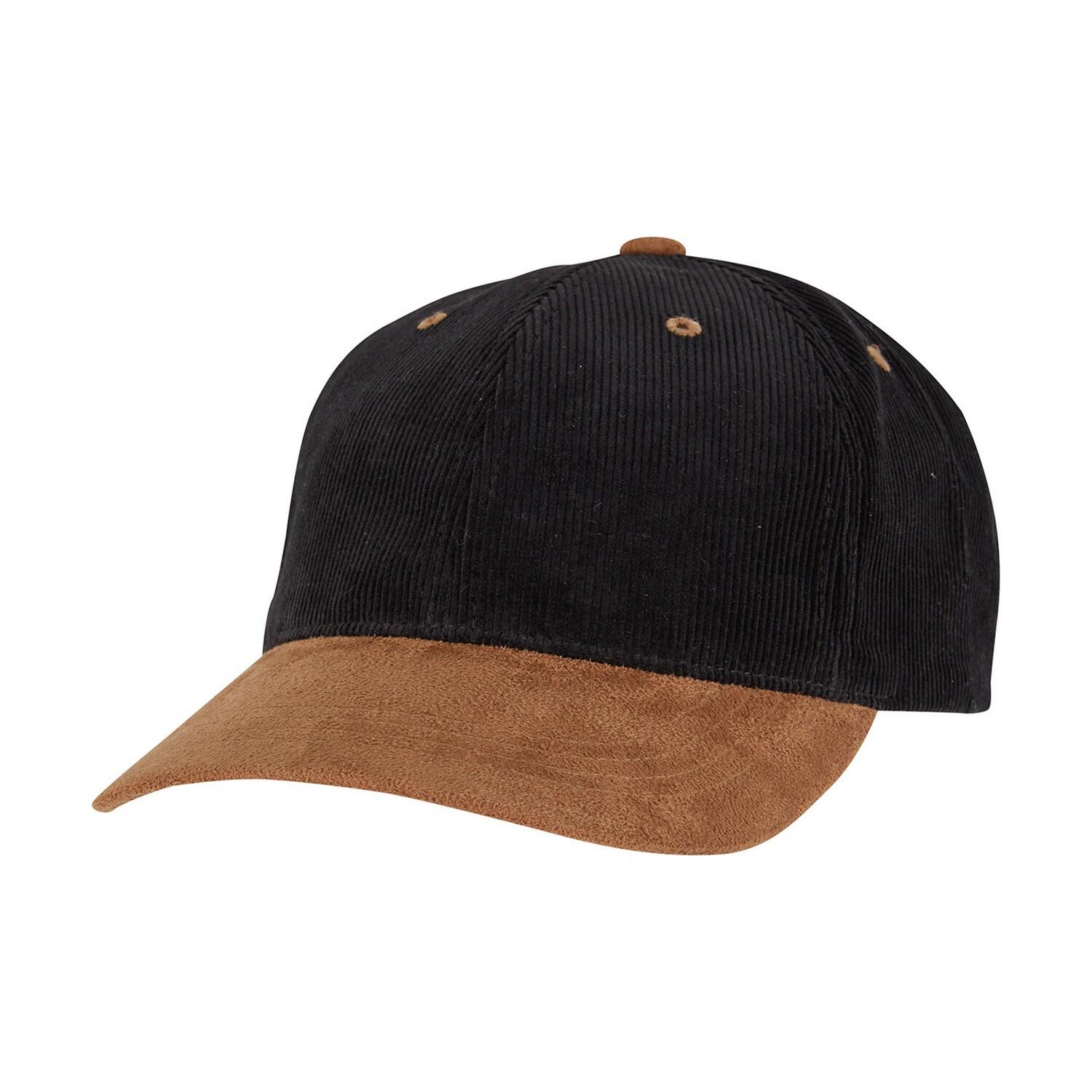 Classic Corduroy Faux Suede Cap (Black/Caramel) 3/3