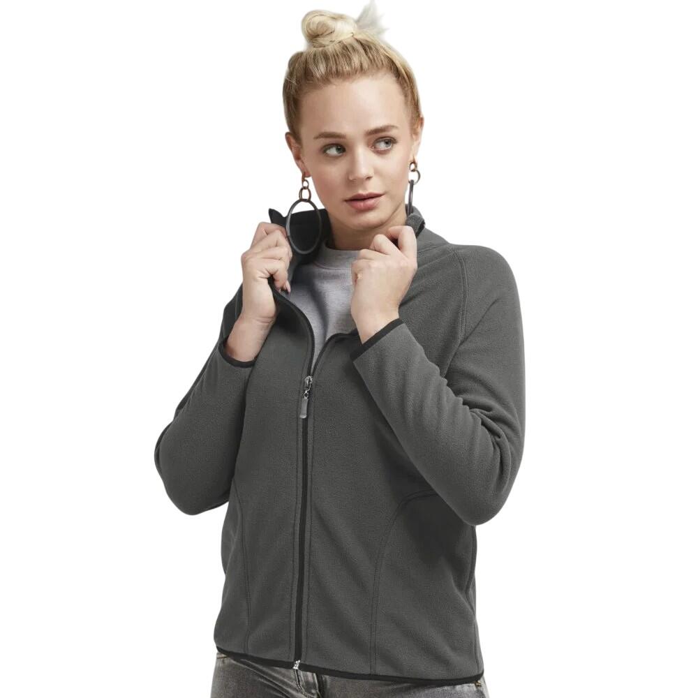 Womens/Ladies Zip Microfleece Tagless Fleece Jacket (Charcoal)