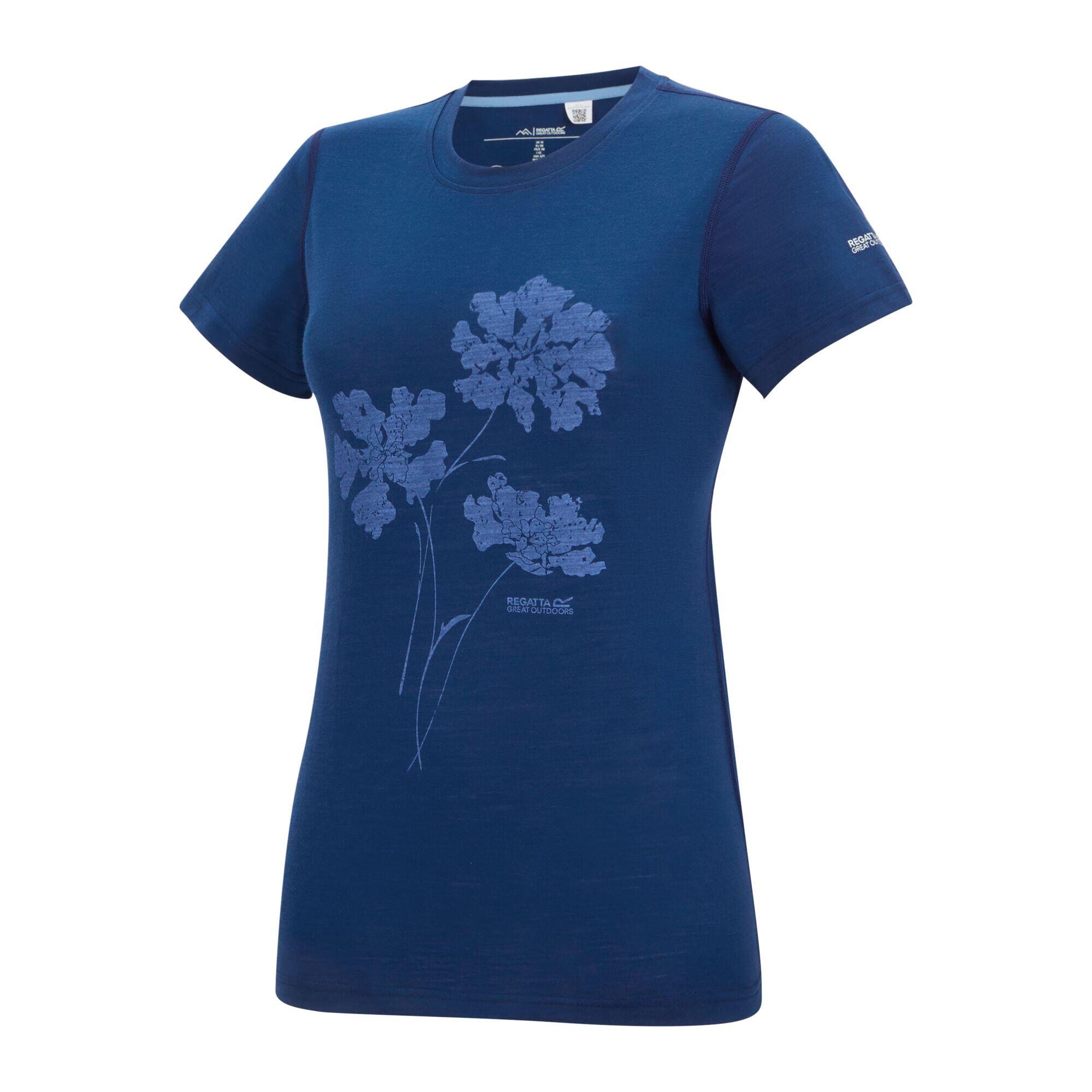 Camiseta Escade Diseño Estampado Floral para Mujer Azul aviador 3/5