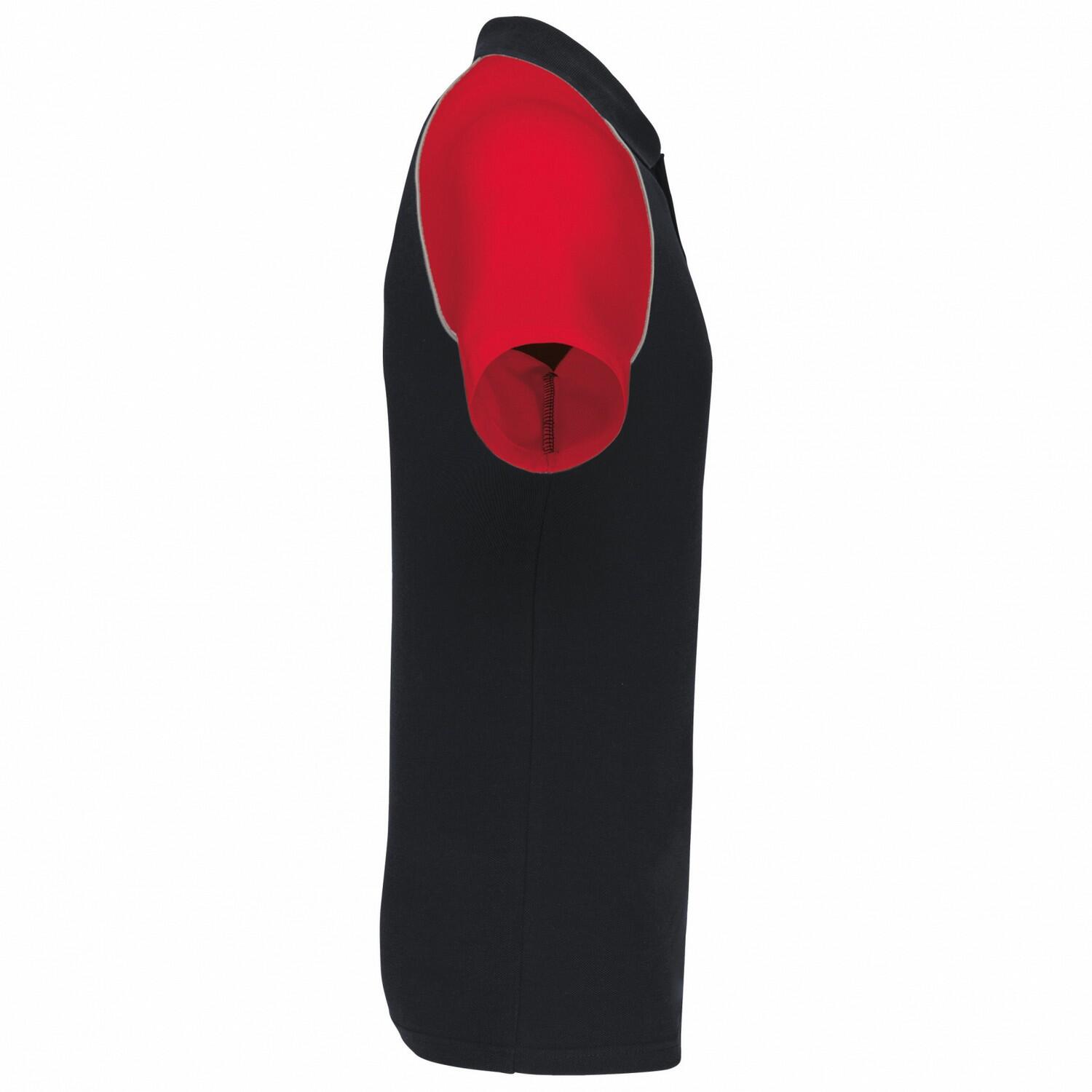 Maglietta Polo Baseball Contrasto Uomo Kariban Nero Rosso 3/3