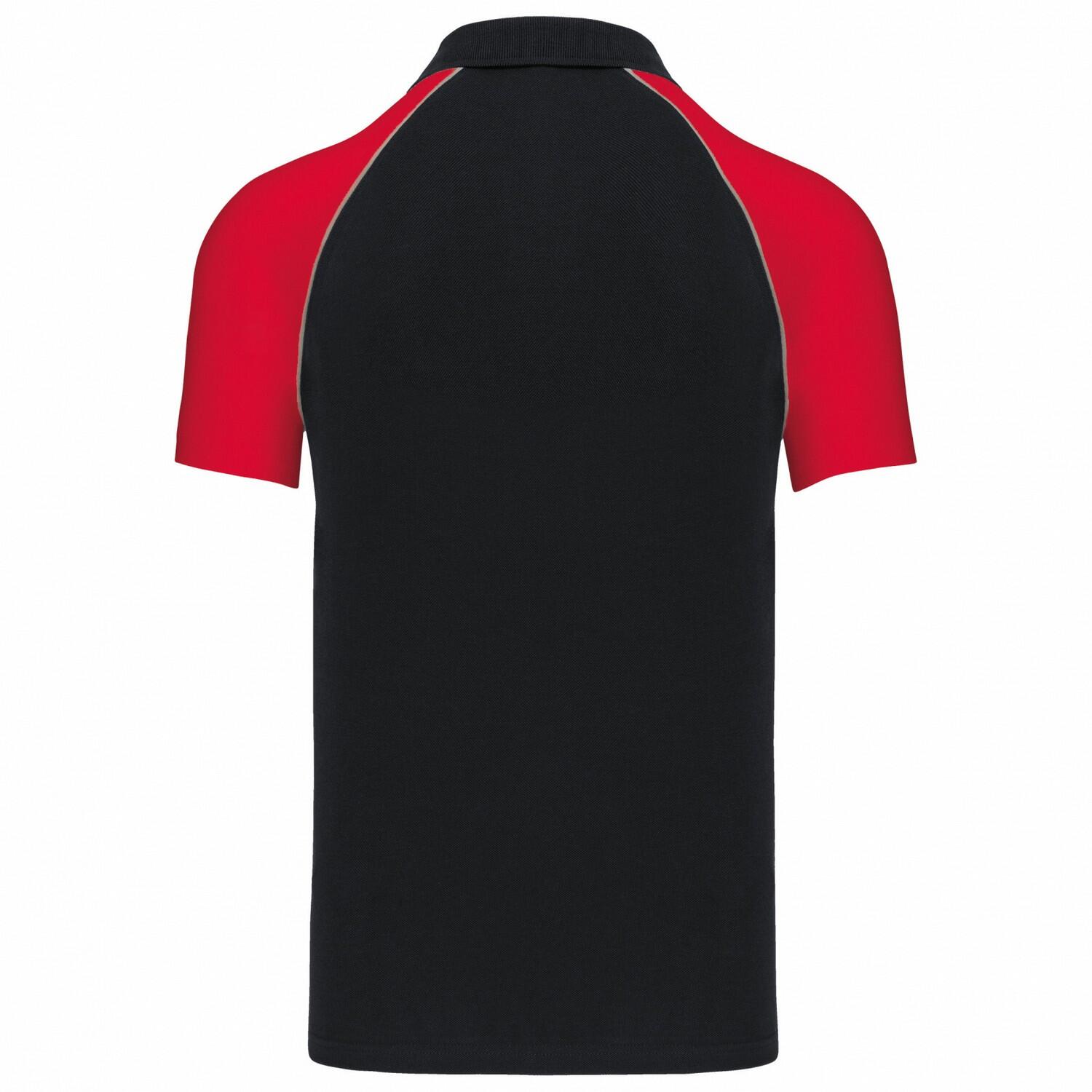 Maglietta Polo Baseball Contrasto Uomo Kariban Nero Rosso 2/3