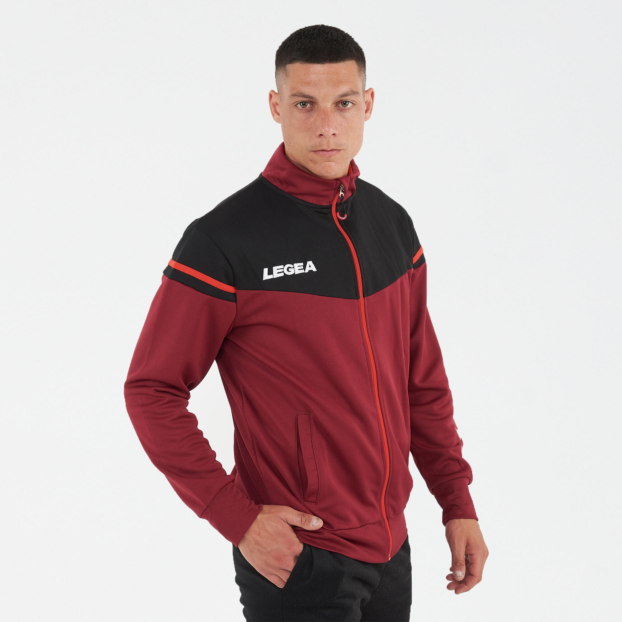 Homme Trekking Veste Légère 100% Polyester Grenat-Noir 3/7