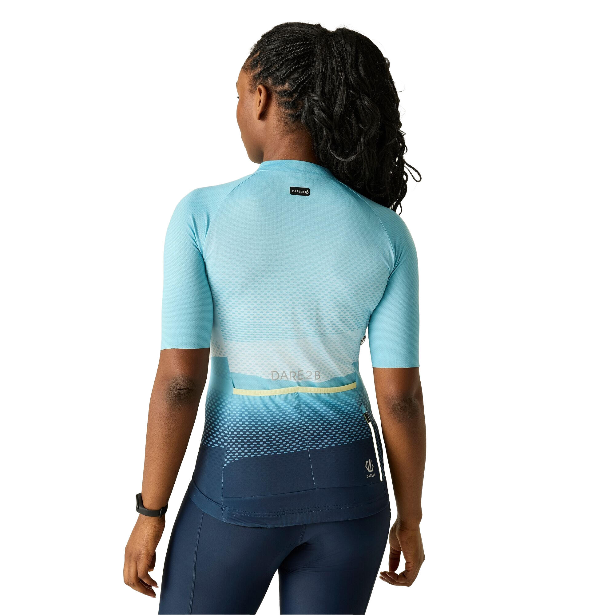 Womens/Ladies Lightning Gradient Print HalfSleeved Cycling Jersey (Nordic Blue) 2/5