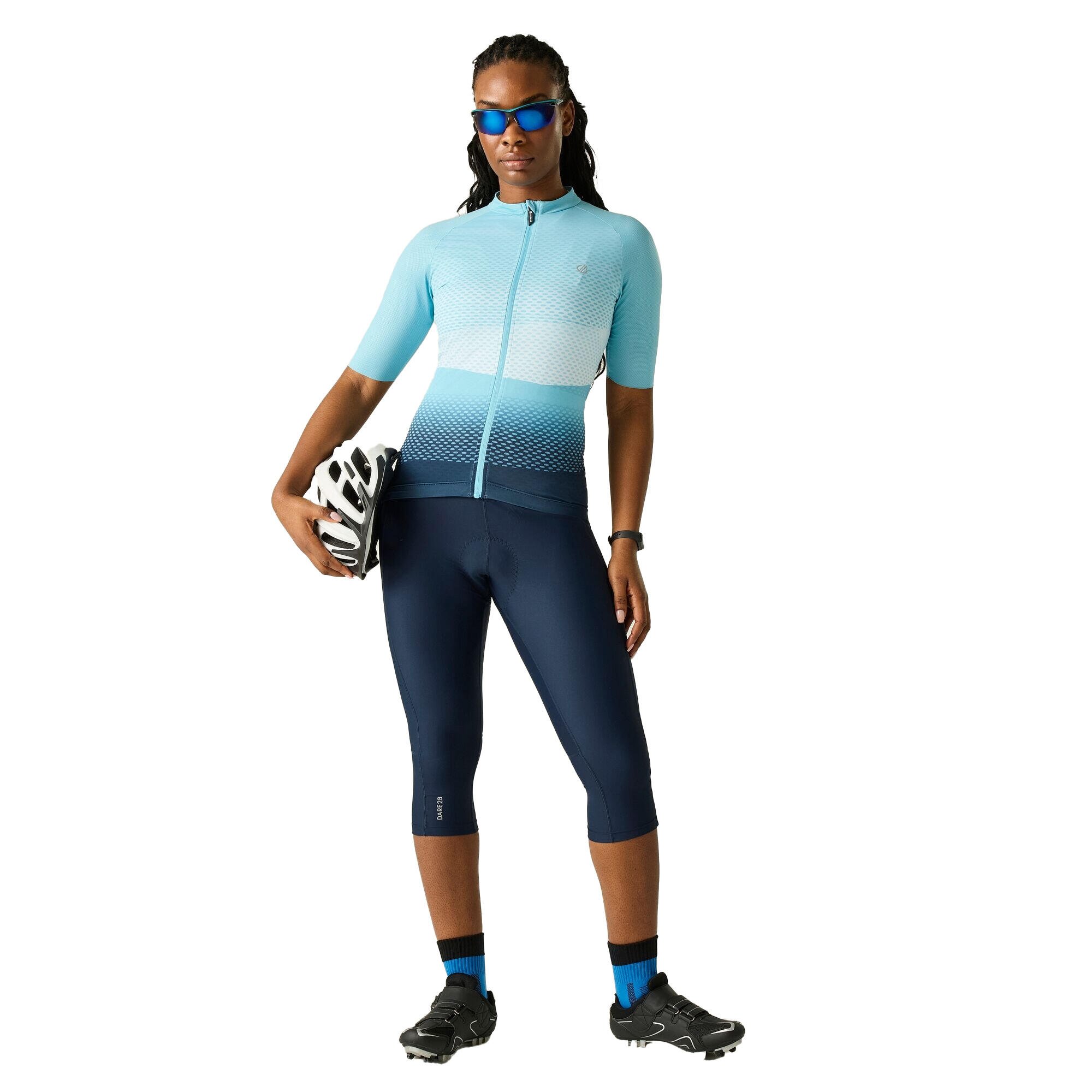 Womens/Ladies Lightning Gradient Print HalfSleeved Cycling Jersey (Nordic Blue) 4/5