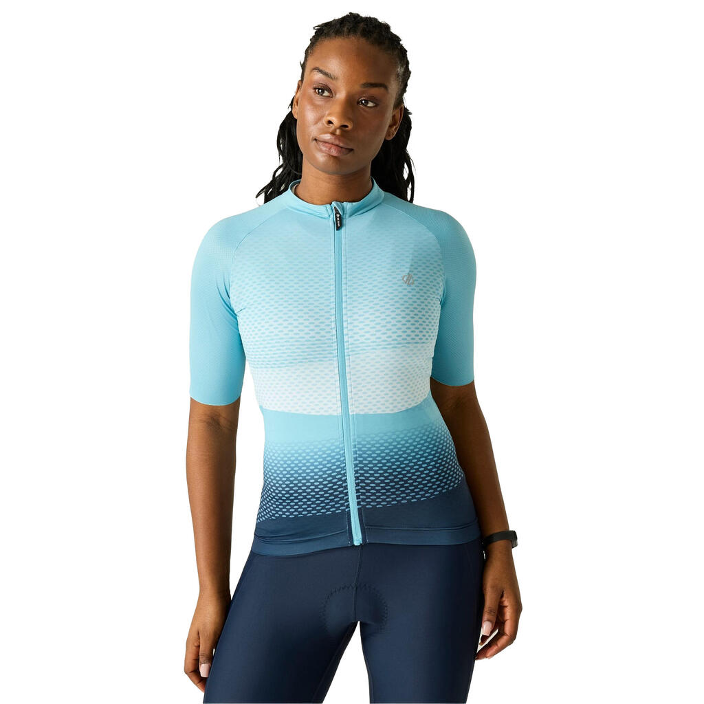 Womens/Ladies Lightning Gradient Print HalfSleeved Cycling Jersey (Nordic Blue)