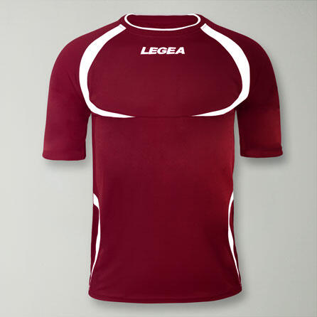 Atmungsaktives Kurzarm-Laufshirt für Herren in Granat-Weiß 2/4
