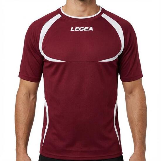 T-shirt de running homme à manches courtes respirant grenat-blanc