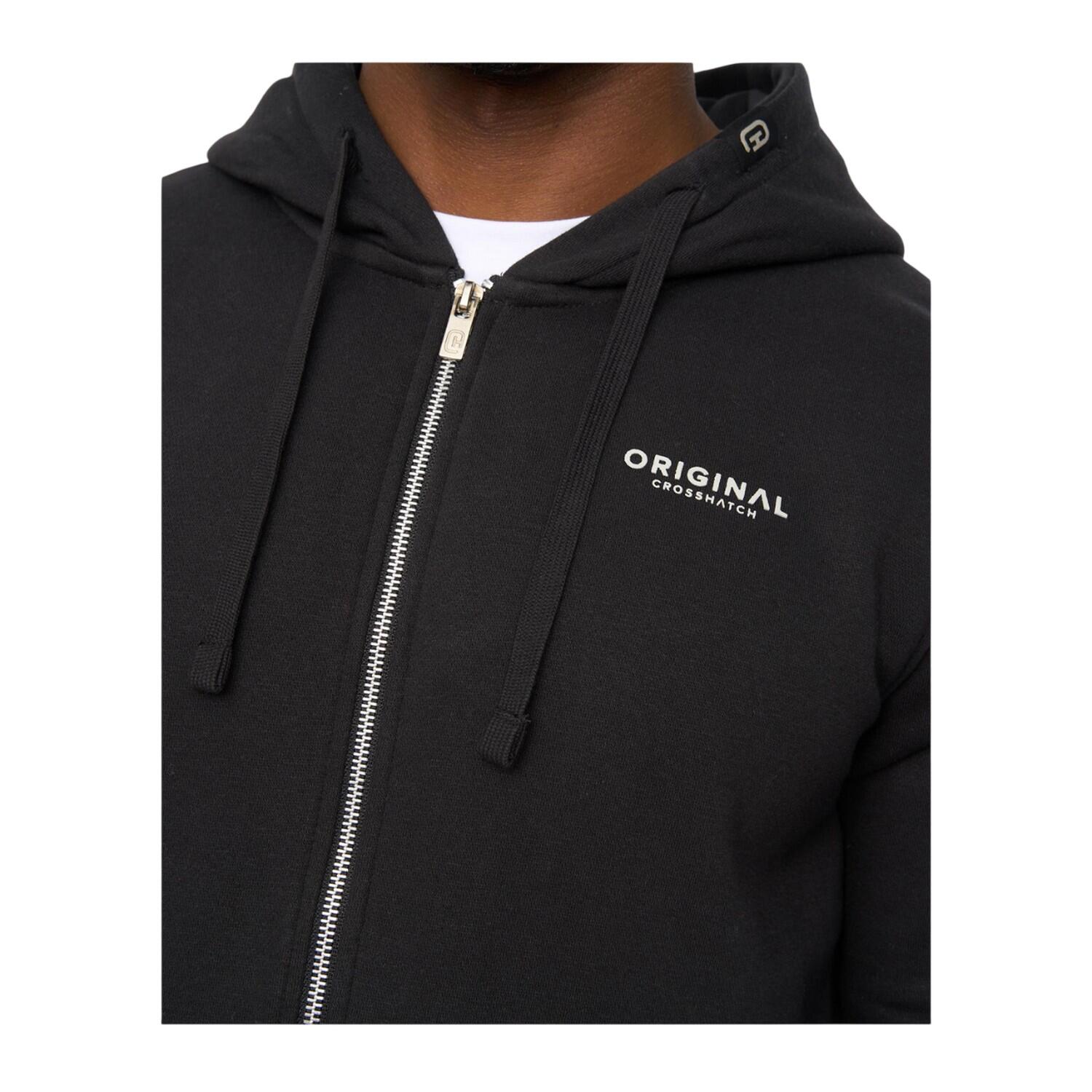 Felpa Con Cappuccio E Zip Intera Uomo Crosshatch Allmoor Nero 4/4