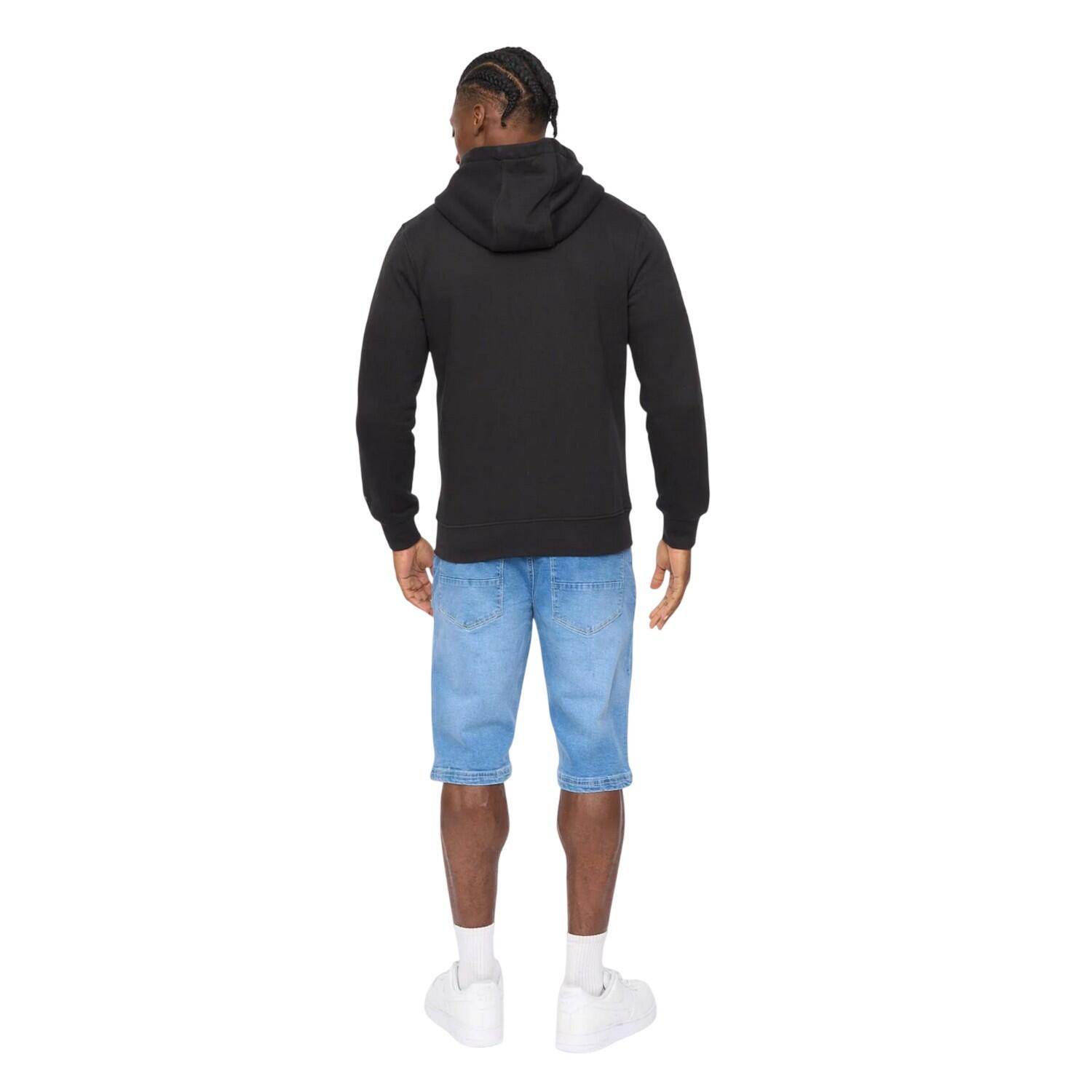 Felpa Con Cappuccio E Zip Intera Uomo Crosshatch Allmoor Nero 3/4