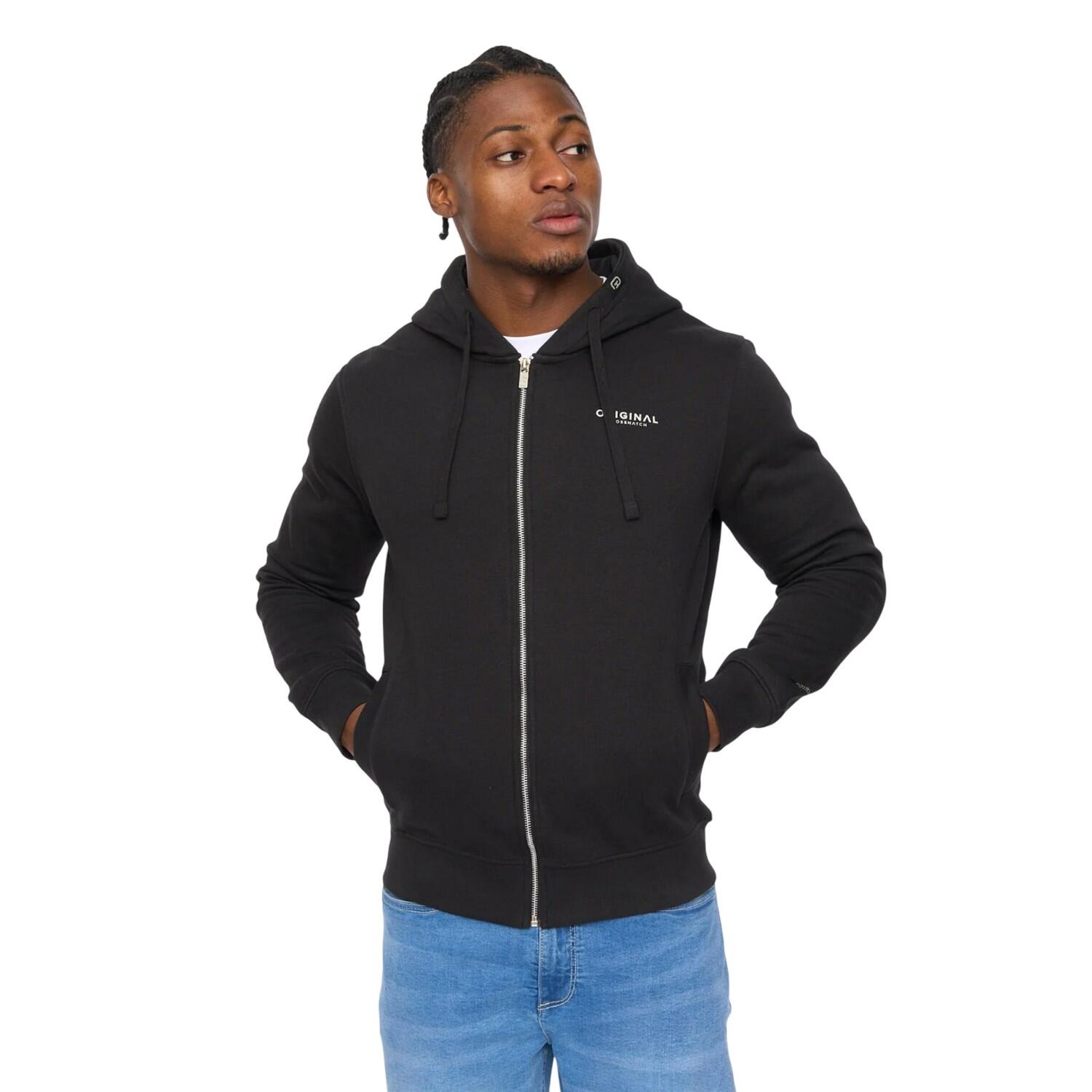 Felpa Con Cappuccio E Zip Intera Uomo Crosshatch Allmoor Nero 2/4