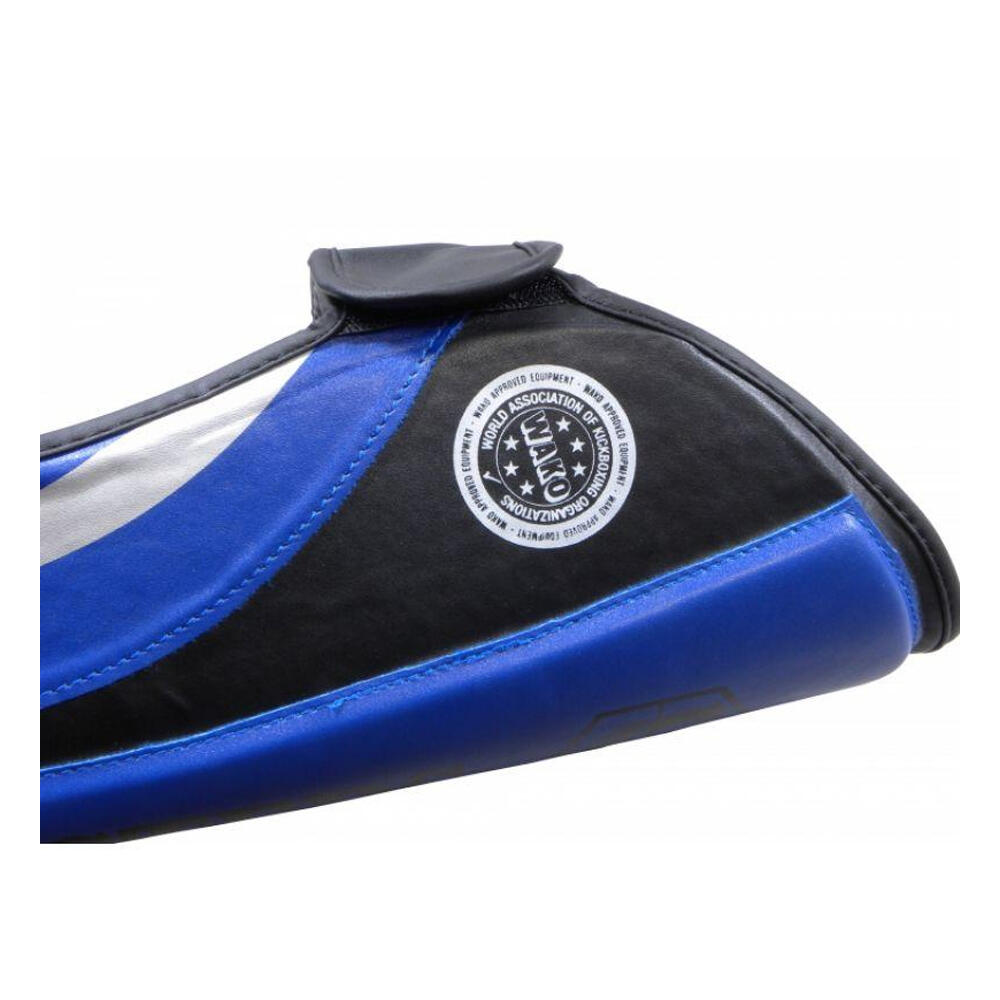 Schienbeinschutz, Lederriemen Damen und Herren Blau M 4/4