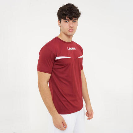 T-shirt homme running Pristina MC respirant rouge-blanc
