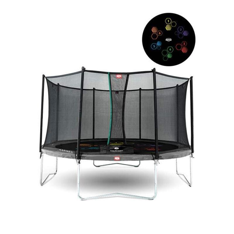 BERG Trampolin rund Favorit Regular Levels grau 430 cm mit Sicherheitsnetz