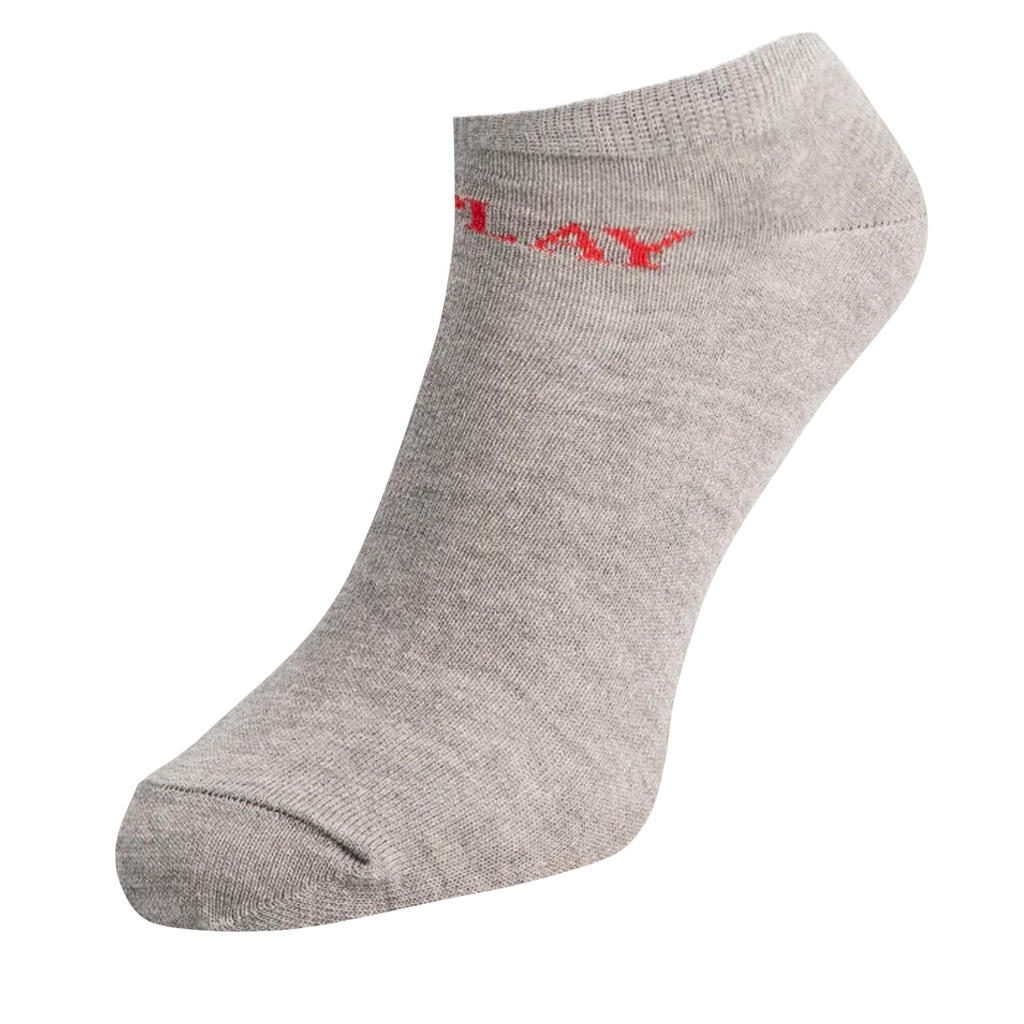 Unisex Adult Logo Melange Liner Socks (Pack of 3) (Grey Melange)
