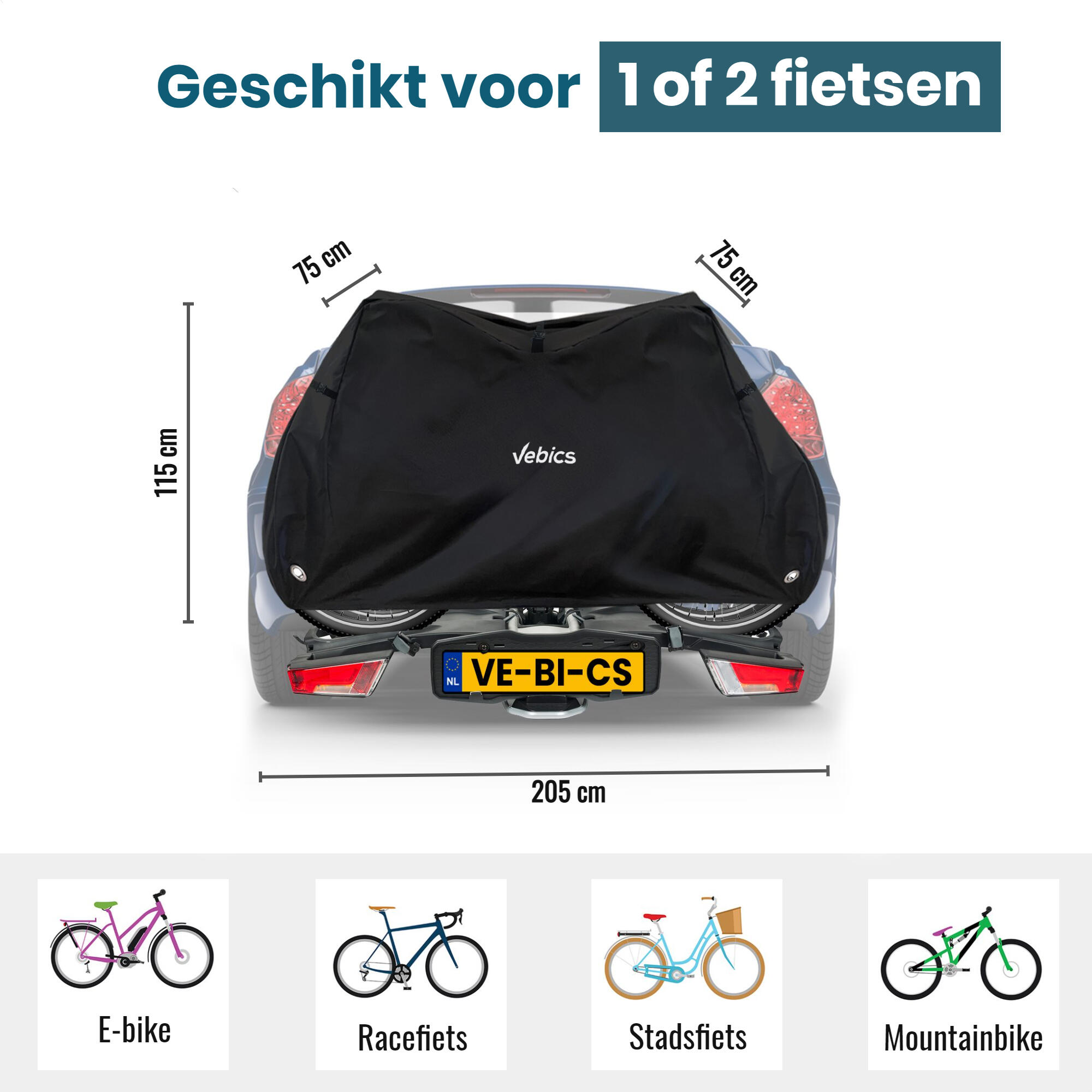 Complete set Fietshoes Fietsendrager + Gevarenbord Italië Spanje portugal Italië 3/7
