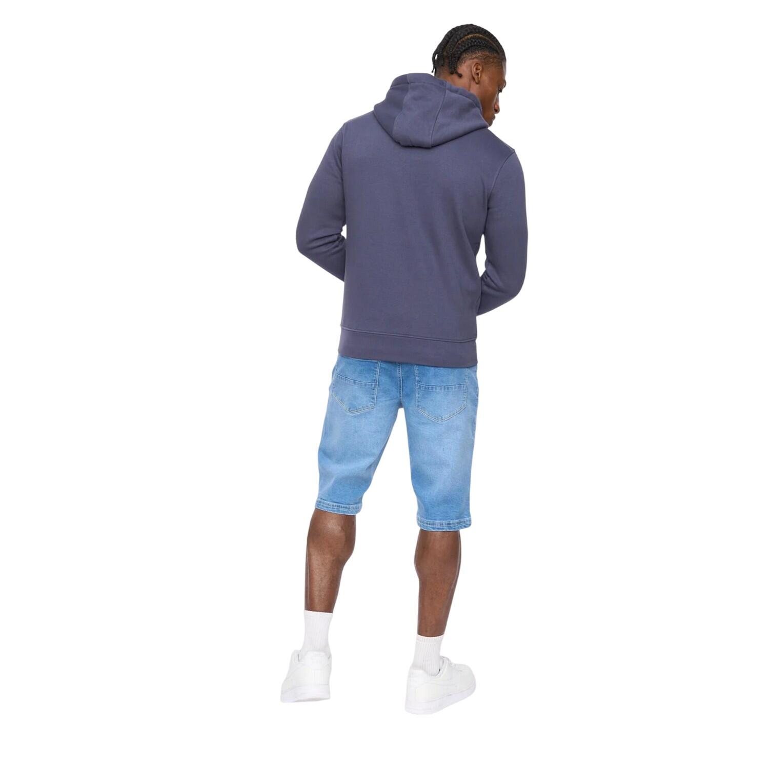 Felpa Con Cappuccio E Zip Intera Uomo Crosshatch Allmoor Thru Blu Navy 3/4