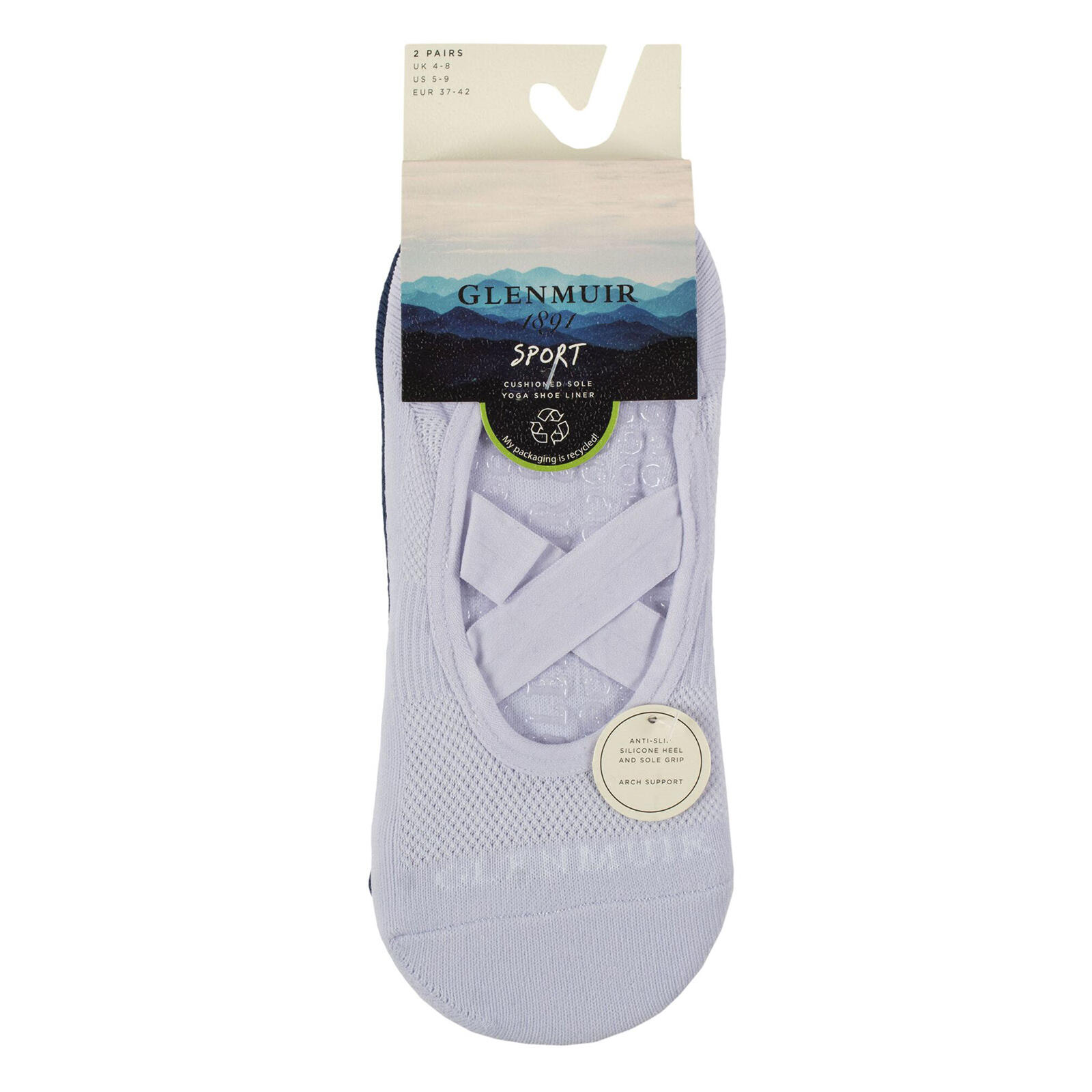 Glenmuir - 2er Pack Damen Yoga Liner Socken Low Cut Pilates Gym 2/5