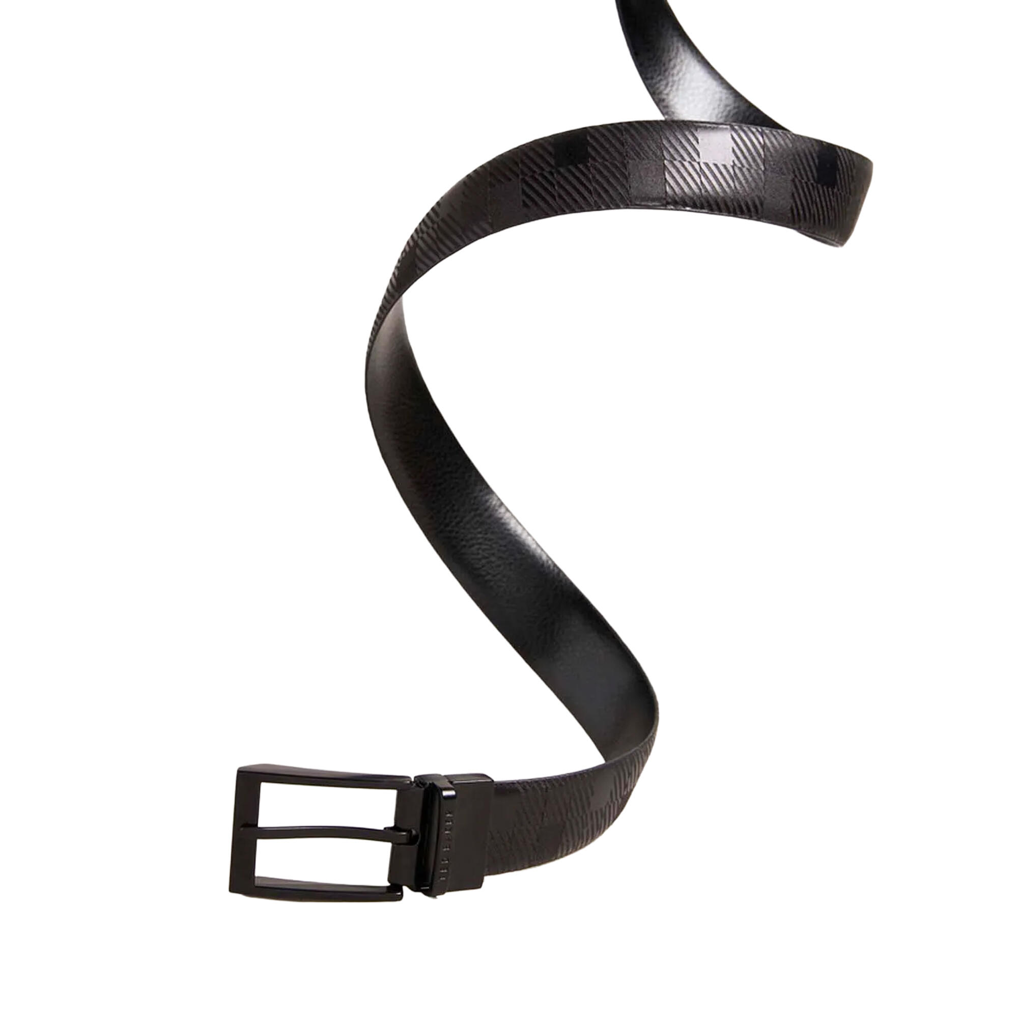 Checkinn House Checked Leather Belt (Black) 2/4