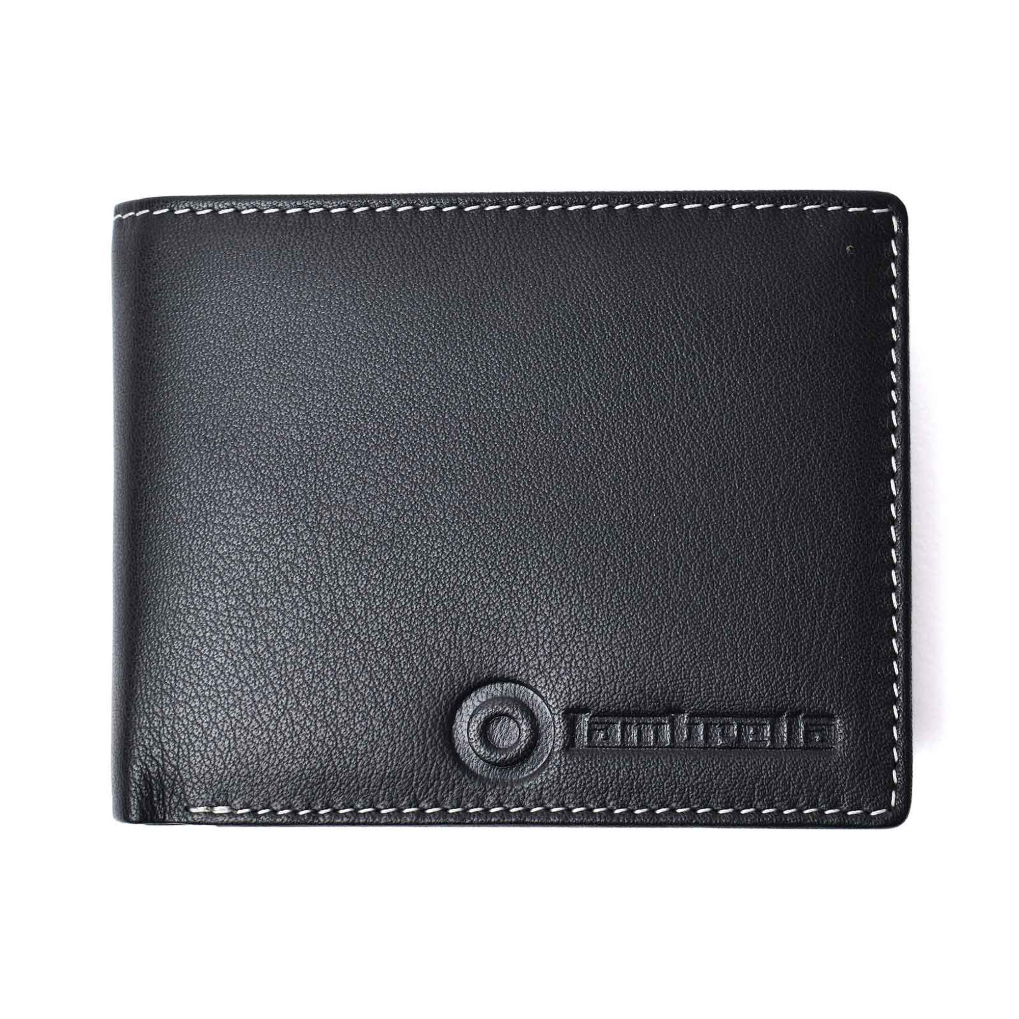 Leder Brieftasche Logo Damen und Herren Schwarz Einheitsgröße 2/3