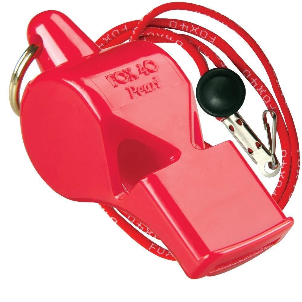 Pearl Whistle and Lanyard (Red)