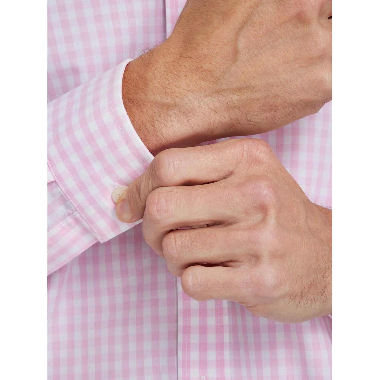 Mens Gingham Classic LongSleeved Shirt (Pink) 3/4