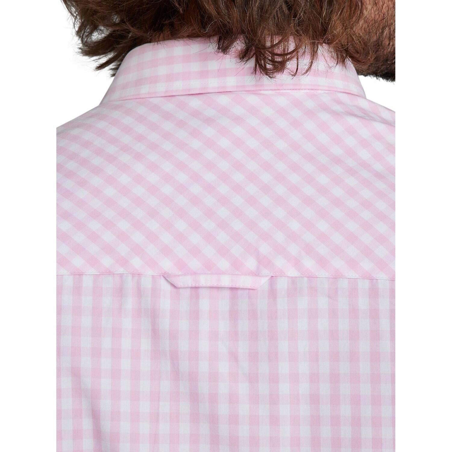 Mens Gingham Classic LongSleeved Shirt (Pink) 2/4