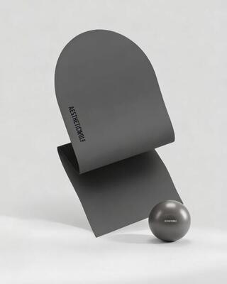Premium pilates kit - boogvormige antislip mat & zachte bal - steengrijs
