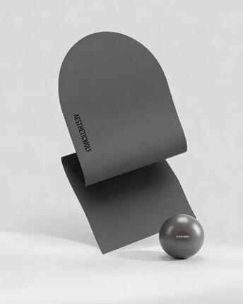 Kit pilates premium - tapis antidérapant arqué & ballon souple - gris pierre