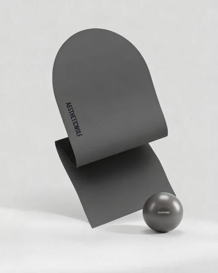 Kit pilates premium - tapis antidérapant arqué & ballon souple - gris pierre