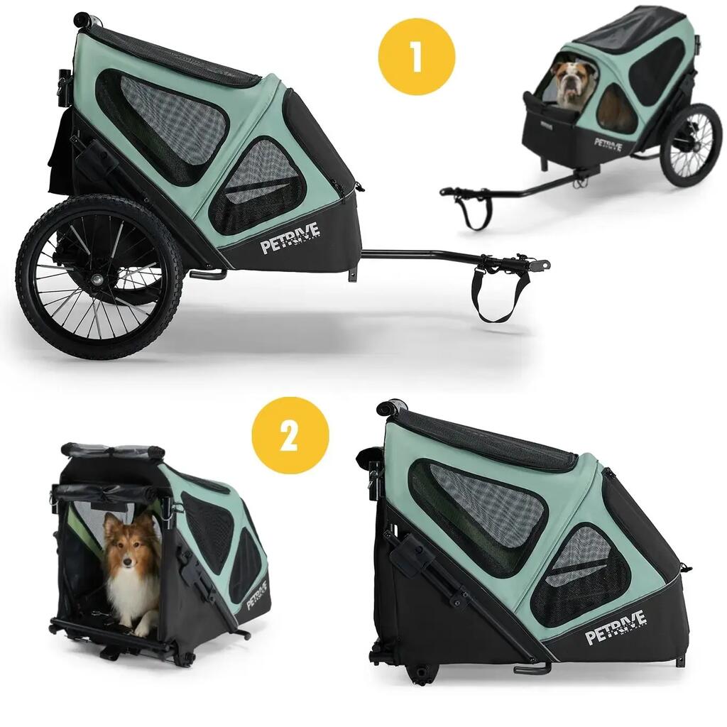 2-in-1 Foldable Dog Bike Trailer PETRIVE up to 30 kg