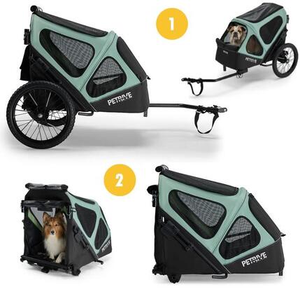 2-in-1 faltbarer Fahrradanhänger für Hunde PETRIVE bis 30 kg