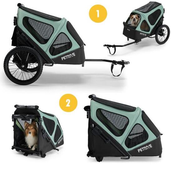 2-in-1 faltbarer Fahrradanhänger für Hunde PETRIVE bis 30 kg